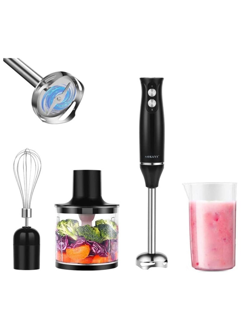 sokany 4-in-1 Hand Blender Chopper Whisker Mixer | Durable Stainless Steel Blade & Removable Stick | Comes with 750ml Plastic Jar, 550ml Chopper and Blending Wand  - Image 1
