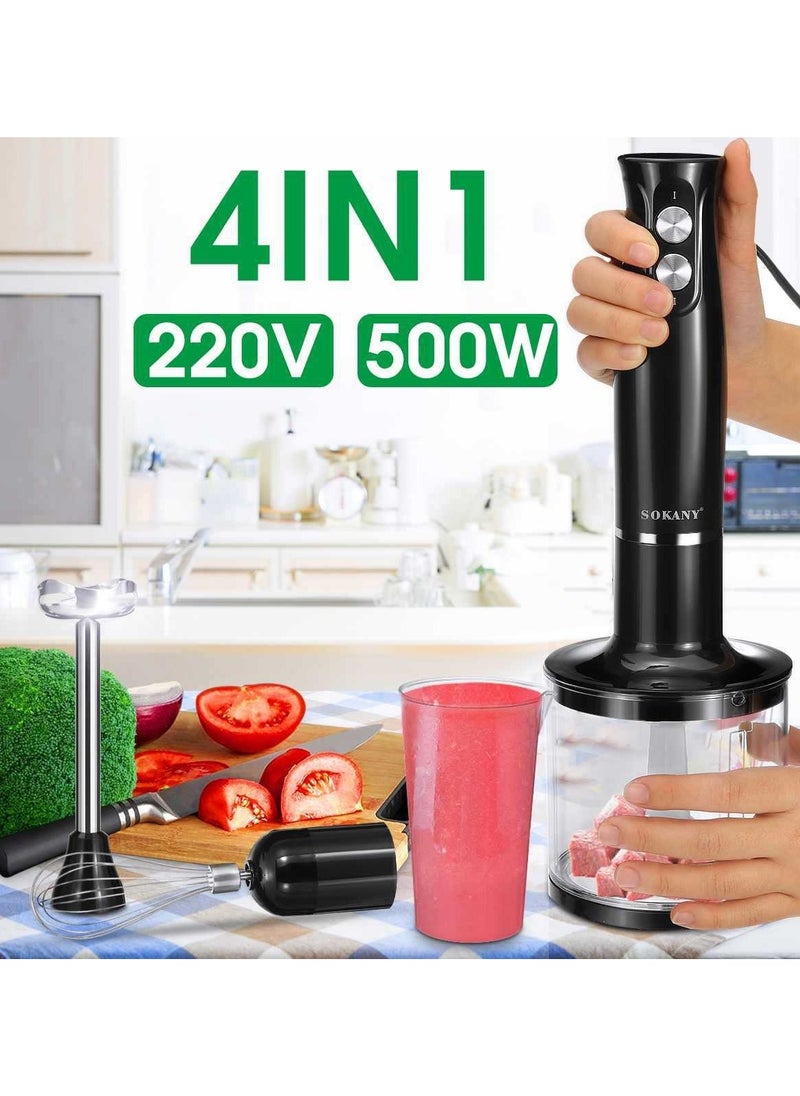 sokany 4-in-1 Hand Blender Chopper Whisker Mixer | Durable Stainless Steel Blade & Removable Stick | Comes with 750ml Plastic Jar, 550ml Chopper and Blending Wand  - Image 2