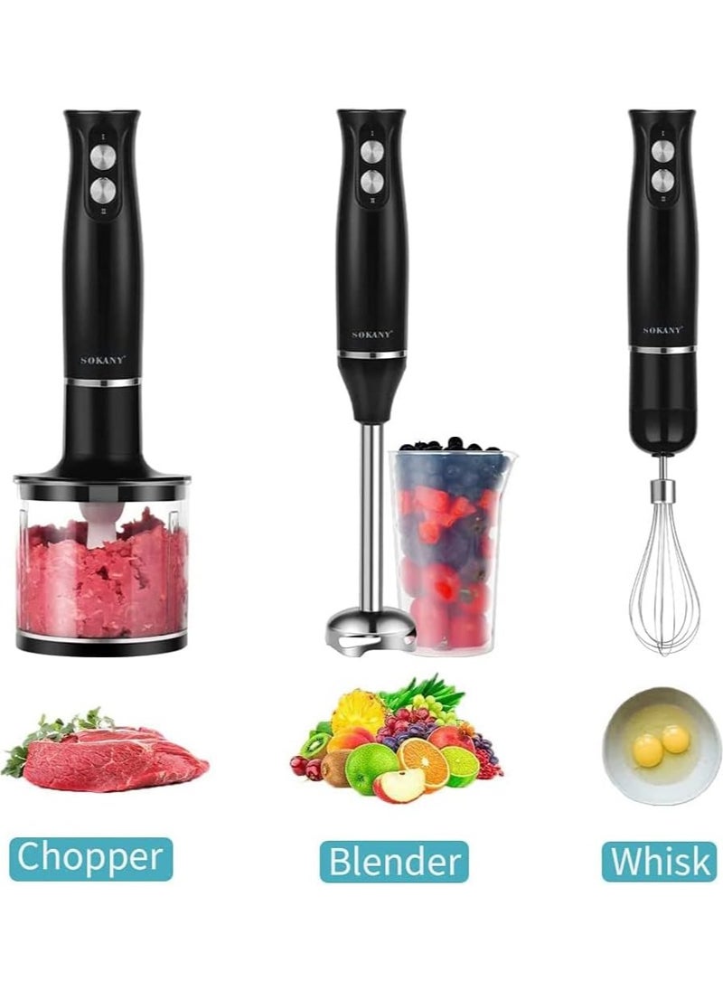 sokany 4-in-1 Hand Blender Chopper Whisker Mixer | Durable Stainless Steel Blade & Removable Stick | Comes with 750ml Plastic Jar, 550ml Chopper and Blending Wand  - Image 3