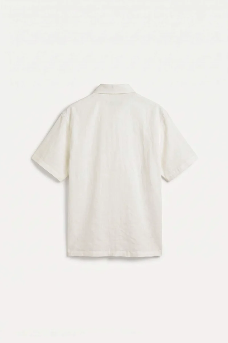 ديفاكتو Boxy Fit Shirt Collar Embroidered Cotton Short Sleeve Shirt