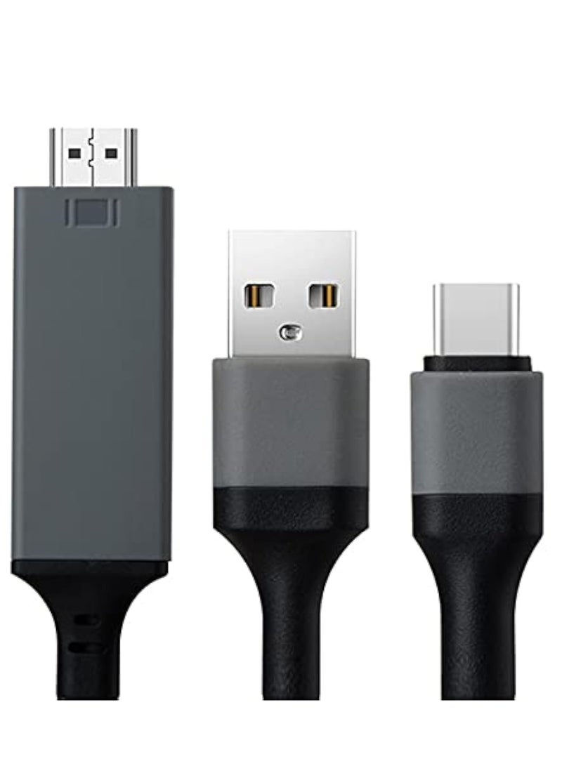 KASTWAVE USB C to HDMI Cable, 4K Video Converter, USB to HDMI Adapter, Type C HDMI Multiport AV Converter, Multi-Monitor Cable, USB 3.0 Port Compatible MacBook, S9/S10/ S20/ S21/Note 9/Note 10/Note 20 - Image 1