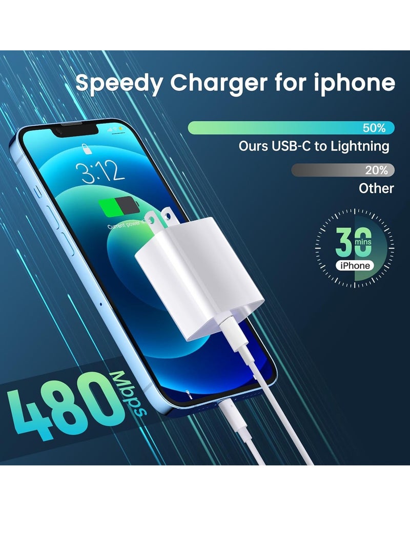 ELTRAZONE USB C Charger iPhone Charger Fast Charging【MFi Certified】3Pack 20W Type C Wall Charger Block with 6FT Long USB C to Lightning Cable Compatible for iPhone 14Pro/13 Pro/12/12 Pro Max/11/XS Max/XS/XR/X/8  - Image 4