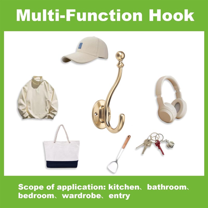 TUNNY Towel Hooks Bathroom - 5 Pack Champagne Bronze Coat Hook Robe Hooks Decorative Wall Hooks for Bathroom Bedroom Kitchen Towel Robe Clothes Cabinet Closet Bathroom Hardware - Image 5