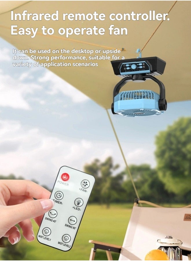 M MIAOYAN Outdoor camping spray fan rechargeable silent fishing shaking head hanging tent fan multifunctional portable fan  - Image 5