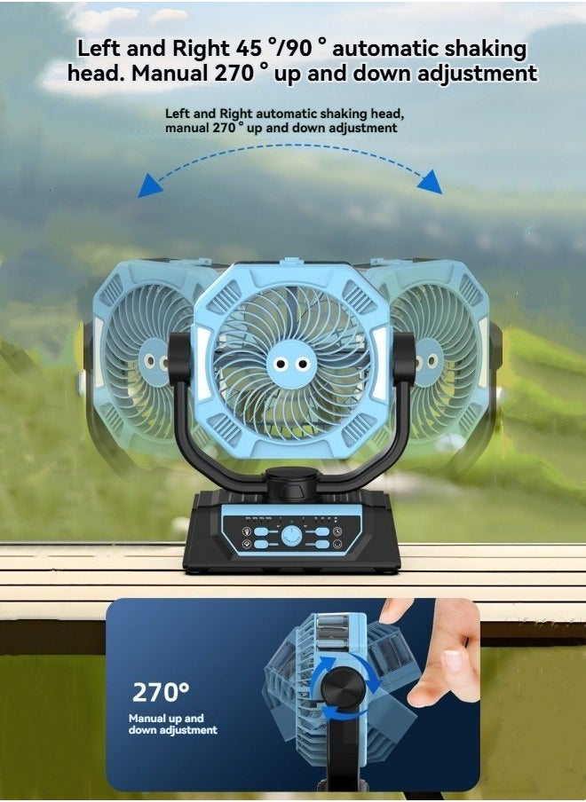 M MIAOYAN Outdoor camping spray fan rechargeable silent fishing shaking head hanging tent fan multifunctional portable fan  - Image 2