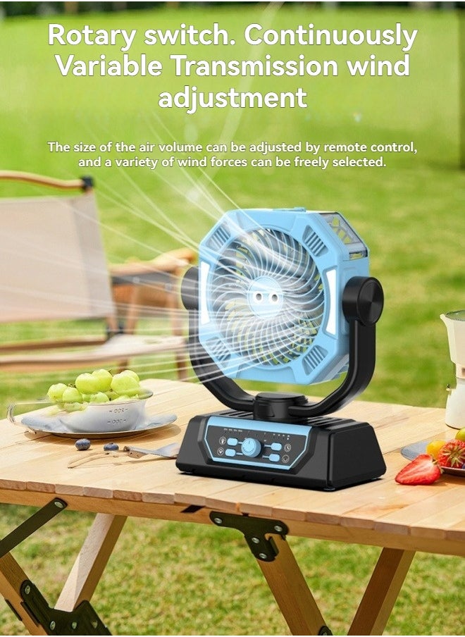 M MIAOYAN Outdoor camping spray fan rechargeable silent fishing shaking head hanging tent fan multifunctional portable fan  - Image 3