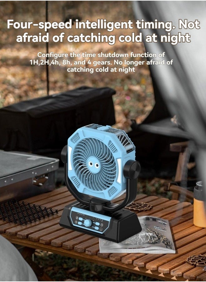 M MIAOYAN Outdoor camping spray fan rechargeable silent fishing shaking head hanging tent fan multifunctional portable fan  - Image 4