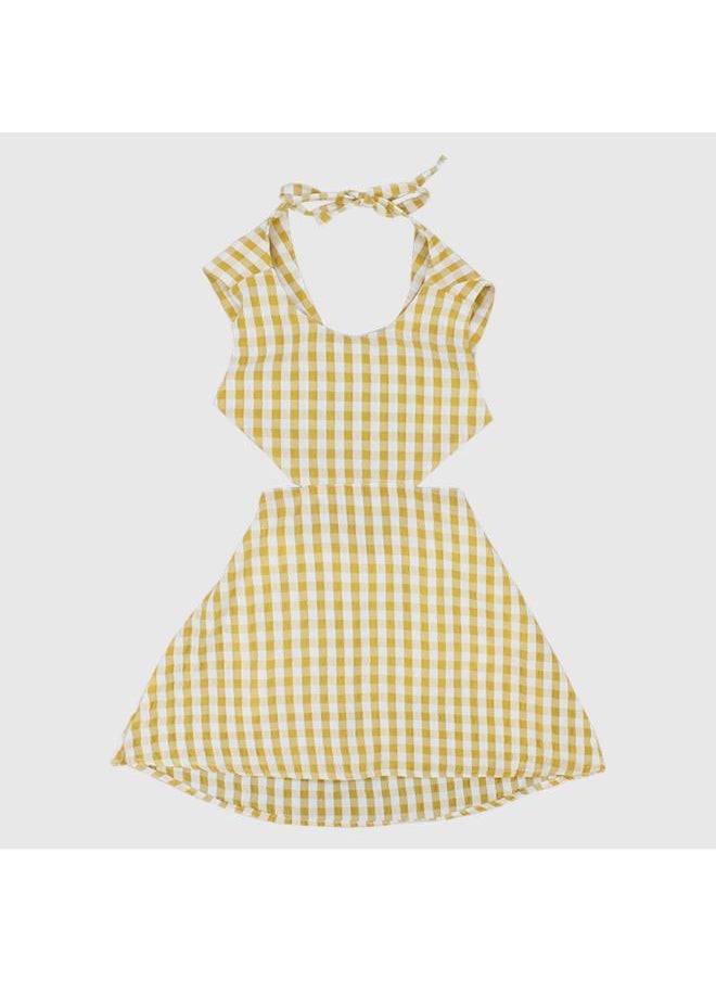playmore - Yellow Checkered Sleeveless Dress - Image 1