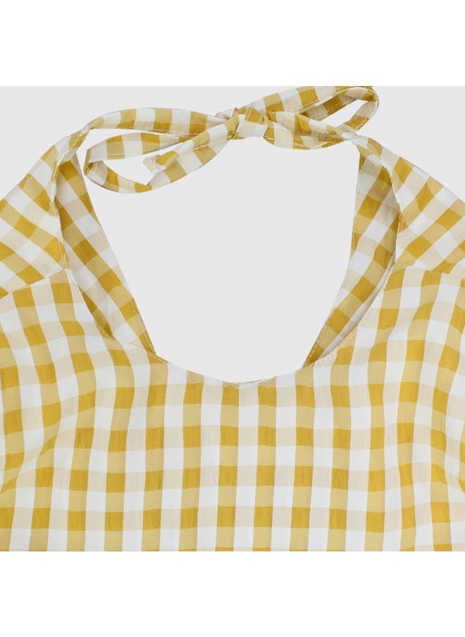 playmore - Yellow Checkered Sleeveless Dress - Image 1