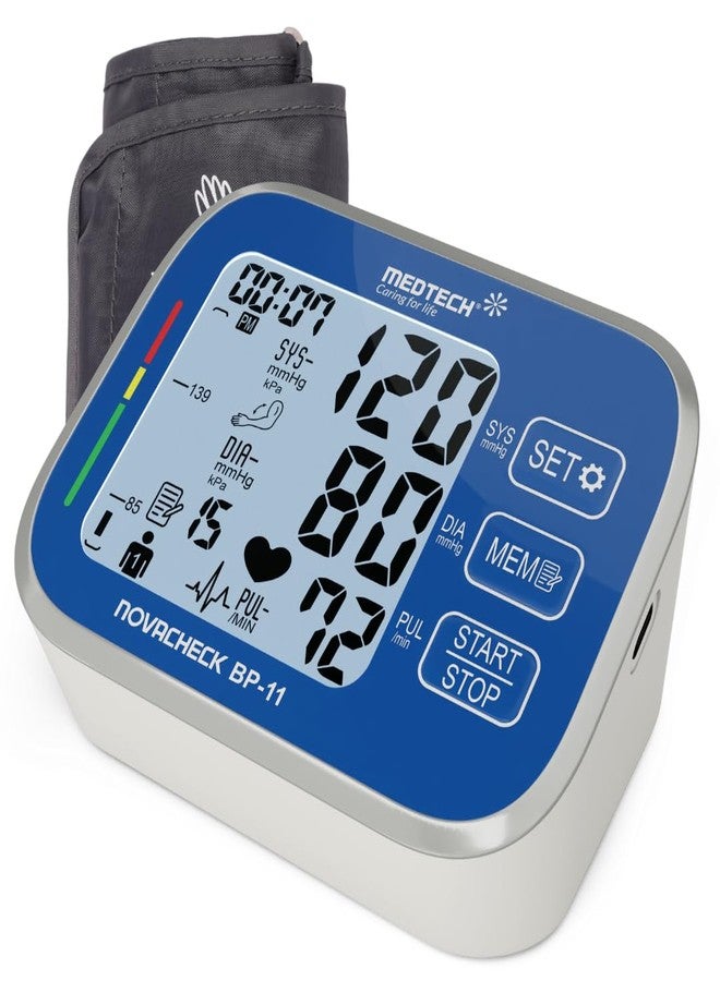 Medtech جهاز قياس ضغط الدم الرقمي المحمول الأوتوماتيكي بالكامل MEDTECH® BP11BL (شاشة بإضاءة خلفية) بتقنية MDD الذكية - مقاس الكفة: 22-42 سم - Image 1