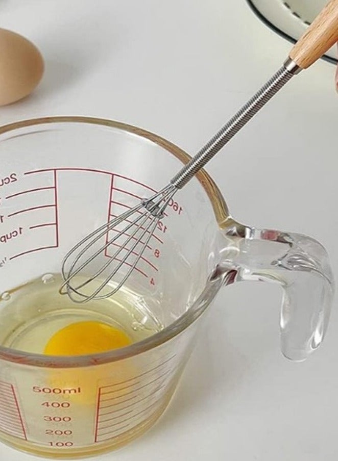 قطعتين من مضرب بيض يدوي صغير من استانلس ستيل مع يد خشبية - خفاقة صغيرة لصنع رغوة كريمة، ولخط الصلصة والصوص في الأوعية الصغيرة، مثالية لخفق البيض، الطبخ، ومزج المكونات وخلط الصلصات - Image 2