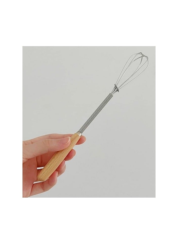 قطعتين من مضرب بيض يدوي صغير من استانلس ستيل مع يد خشبية - خفاقة صغيرة لصنع رغوة كريمة، ولخط الصلصة والصوص في الأوعية الصغيرة، مثالية لخفق البيض، الطبخ، ومزج المكونات وخلط الصلصات - Image 3