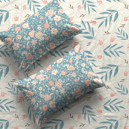 Urban Space 144 TC Divine 100% Cotton Bedsheet for King Bed, Cotton Bedsheet with 2 Pillow Covers (Size 108 x 108 inches, Raina Blue, King Size) - Image 5