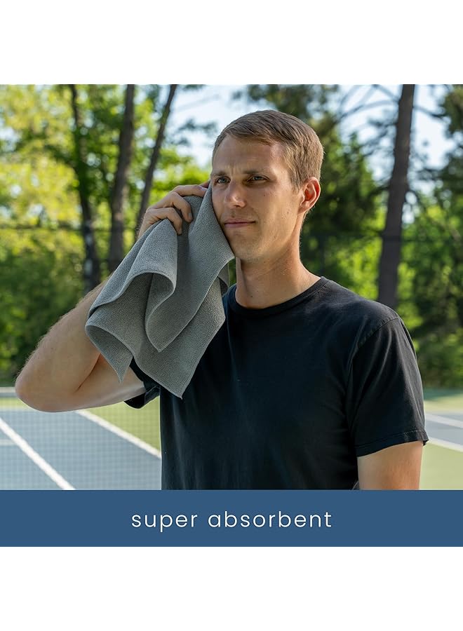 S&T INC. Microfiber Gym Towels for Sweat Yoga Sweat Towel for Home Gym Microfiber Workout Towels for Gym Grey 16 Inch x 27 Inch 6 Pack - Image 2