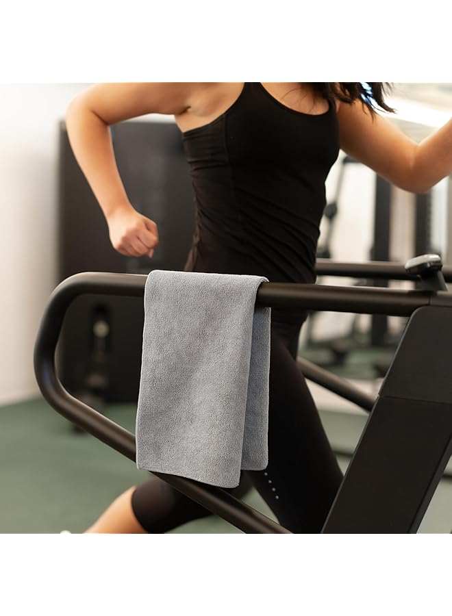S&T INC. Microfiber Gym Towels for Sweat Yoga Sweat Towel for Home Gym Microfiber Workout Towels for Gym Grey 16 Inch x 27 Inch 6 Pack - Image 5