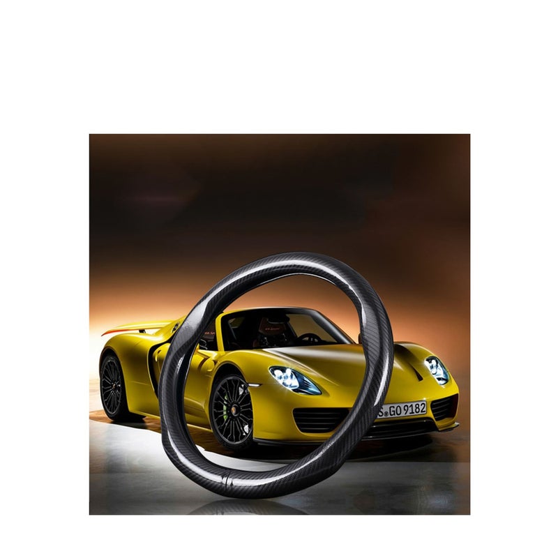 Zikra Steering Wheel Cover, 15in Car Steering Wheel Cover Carbon Fiber Style Steering Wheel Cover Protection Ergonomic Design Universal - Image 1