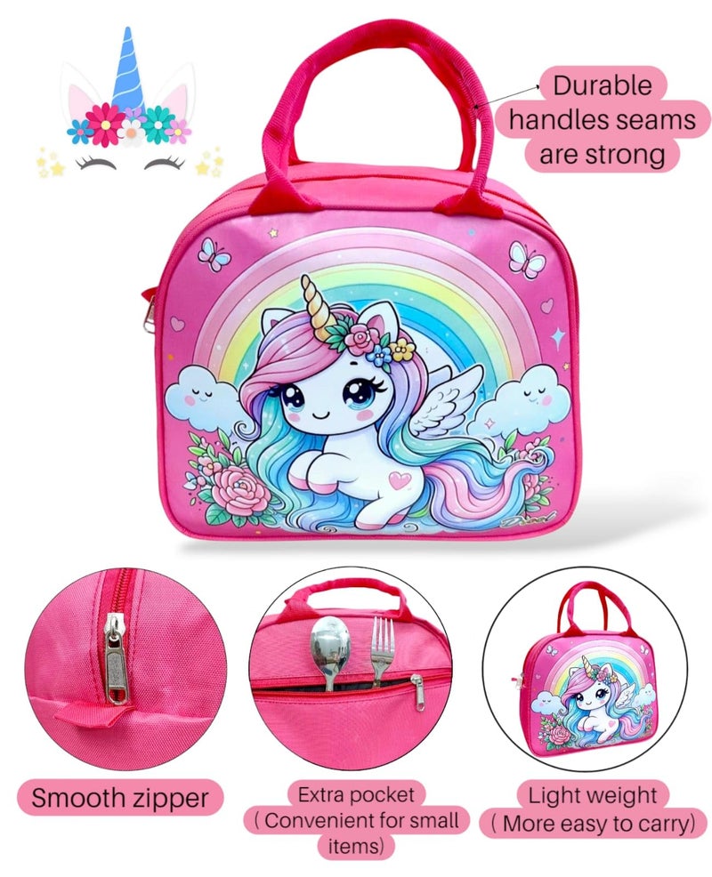 Tera13 TERA 13 Lunch Bags Insulated Lunch Tiffin Carry Bag (1 pcs) Unicorn Large Size Hot Cold B-ag for Office Travel School Picnic for Girls, Boys, Men & Women, Cartoon Gift Storage Zipper Bag for Girls - Image 5