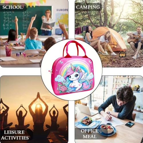 Tera13 TERA 13 Lunch Bags Insulated Lunch Tiffin Carry Bag (1 pcs) Unicorn Large Size Hot Cold B-ag for Office Travel School Picnic for Girls, Boys, Men & Women, Cartoon Gift Storage Zipper Bag for Girls - Image 3