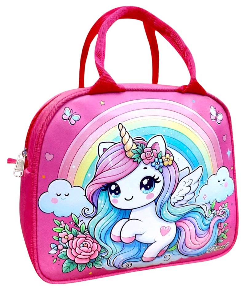 Tera13 TERA 13 Lunch Bags Insulated Lunch Tiffin Carry Bag (1 pcs) Unicorn Large Size Hot Cold B-ag for Office Travel School Picnic for Girls, Boys, Men & Women, Cartoon Gift Storage Zipper Bag for Girls - Image 1