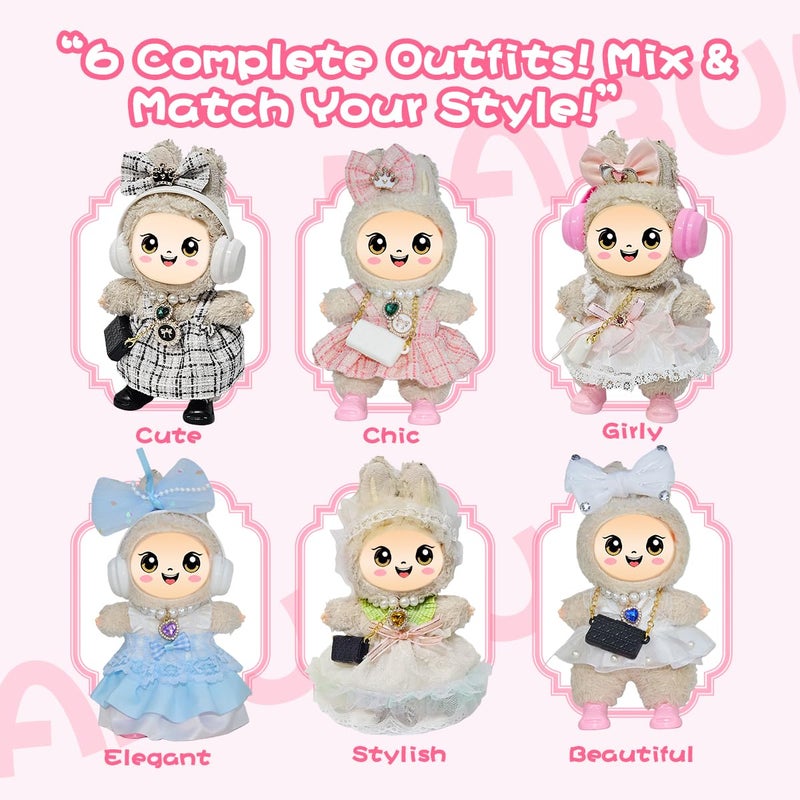 Diaomao 33 Pack Compatible for Labubu Clothes Outfits,Valentines Day Gifts for Her Him,Accessories with 6-Pack Clothes,Camera,6xShoes,Necklaces,Sunglasses,Headphones,Display Rack Storage Bag for 17cm Dolls - Image 4