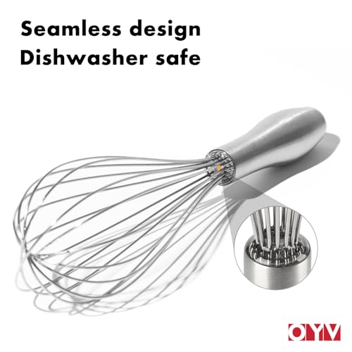 OYV 18/10 Stainless Steel Whisk, Ergonomic Handle, Dishwasher Safe Metal whisk, Professional Whisk for Kitchen Cooking, Perfect for Blending, Whisking, Baking, and Beating, 10-Inch Wire Wisk - Image 5