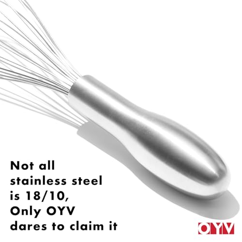 OYV 18/10 Stainless Steel Whisk, Ergonomic Handle, Dishwasher Safe Metal whisk, Professional Whisk for Kitchen Cooking, Perfect for Blending, Whisking, Baking, and Beating, 10-Inch Wire Wisk - Image 3