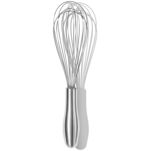 OYV 18/10 Stainless Steel Whisk, Ergonomic Handle, Dishwasher Safe Metal whisk, Professional Whisk for Kitchen Cooking, Perfect for Blending, Whisking, Baking, and Beating, 10-Inch Wire Wisk - Image 1