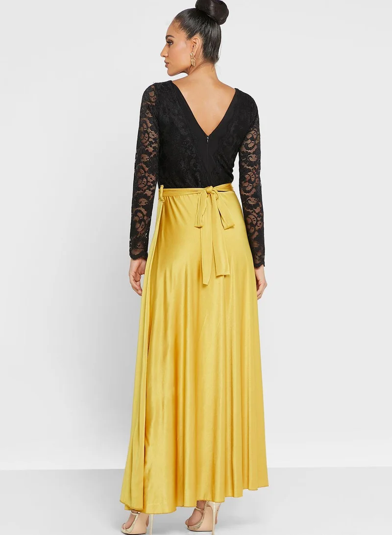 Golden Apple Lace Detail Maxi Dress