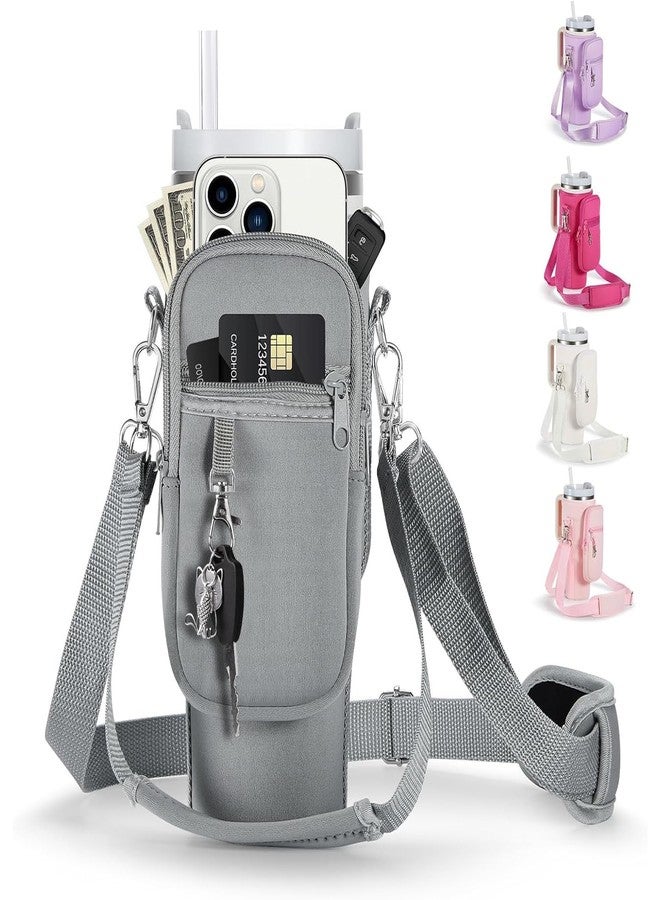 linmaya Water Bottle Carrier Bag for Stanley Cup 40/30oz with Phone Holder Pockets,Neoprene Water Bottle Cross-body Bag with Adjustable Shoulder & Hand Strap Stanley Cup Accessories - Image 1