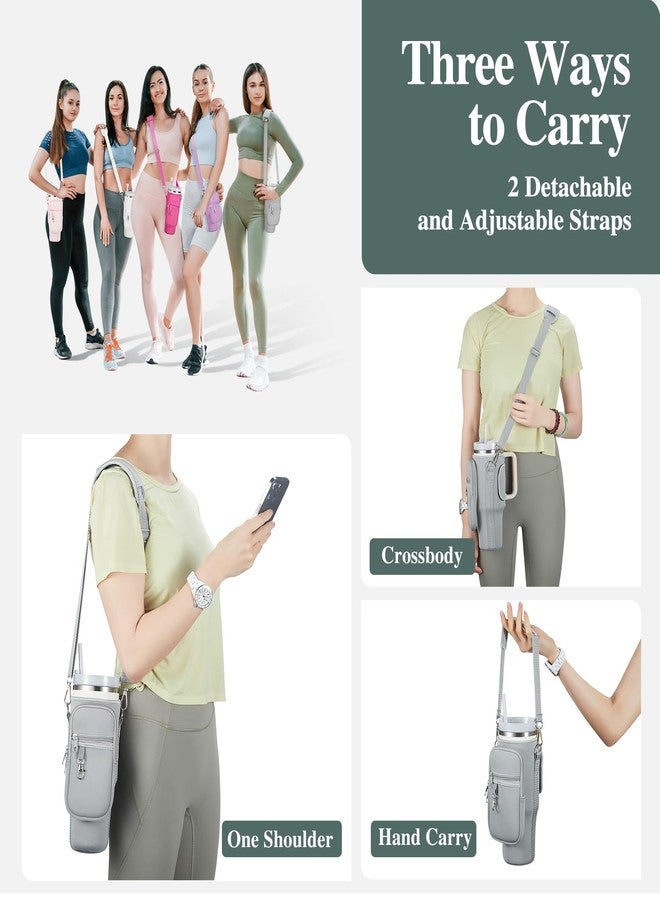 linmaya Water Bottle Carrier Bag for Stanley Cup 40/30oz with Phone Holder Pockets,Neoprene Water Bottle Cross-body Bag with Adjustable Shoulder & Hand Strap Stanley Cup Accessories - Image 2