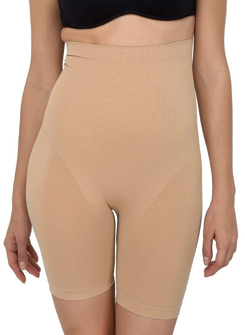 Glamroot Women's Seamless High Waist Tummy Control/Tummy Tucker Shapewear Shorts, Beige - Image 4