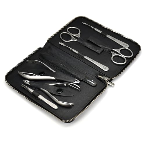 GERMANIKURE 8pc Manicure Set in Leather Case FINOX Stainless steel tools handmade in Solingen Germany Professional Nail and Cuticle Care - Image 1