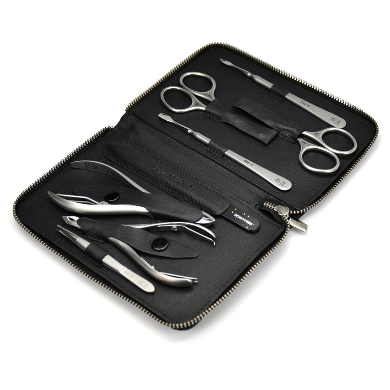 GERMANIKURE 8pc Manicure Set in Leather Case FINOX Stainless steel tools handmade in Solingen Germany Professional Nail and Cuticle Care - Image 2