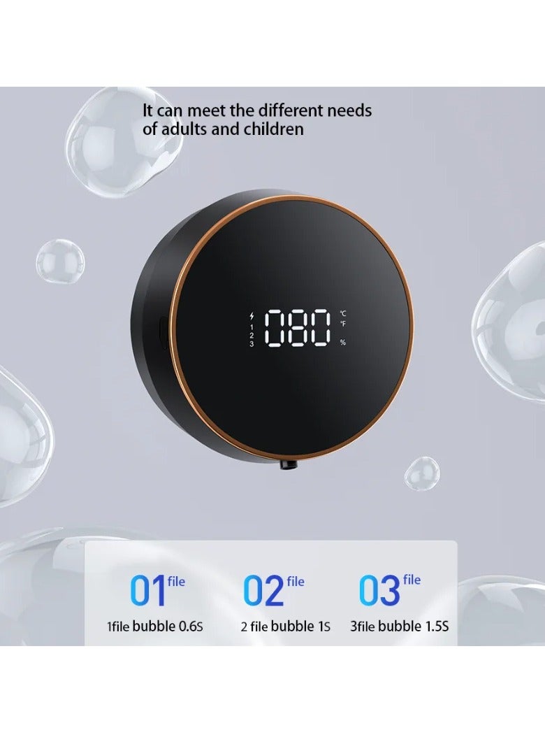 AROAQ Soap Dispenser, USB Charging Wall Mounted Soap Dispenser, Automatic Induction Hand Sanitizer Machine, Touchless Rechargeable Temperature Display Liquid Soap Lotion Dispenser, (Black)  - Image 2