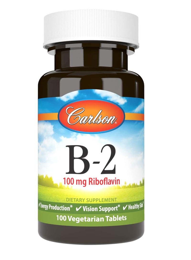 كارلسون فيتامين ب 2، 100 ملغ، 100 قرص نباتي - Image 1
