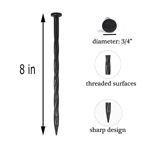 YANEYRIE Landscape Anchoring Spikes, 25PCS 8 Inch Spiral Plastic Landscape Spikes for Garden Lawn Yard, Paver, Weed Barrier, Artificial Turf (8in -25 Count) - Image 2