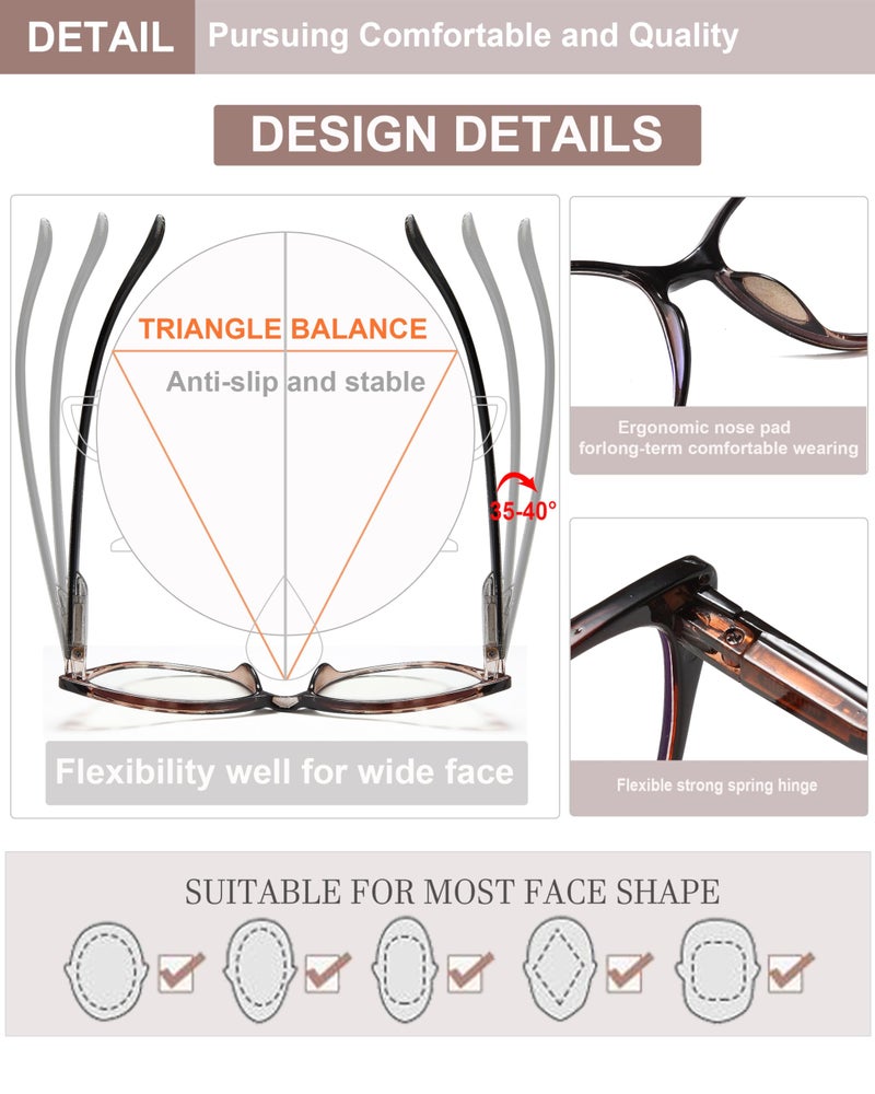 Eyeurl 5 Pack Cat Eye Reading Glasses For Women-Blue Light Glasses For Woman Fashion Readers With Spring Hinge Computer Reading Glasses.1.5 - Image 4