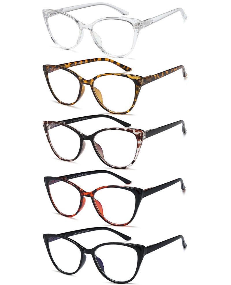 Eyeurl 5 Pack Cat Eye Reading Glasses For Women-Blue Light Glasses For Woman Fashion Readers With Spring Hinge Computer Reading Glasses.1.5 - Image 2