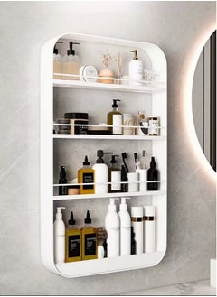 Kutis 1-Piece 4 Tiers Bathroom Rack Shower Shampoo Organizer Wall Mounted Storage Rack Carbon Steel White 50x70 cm  - Image 1