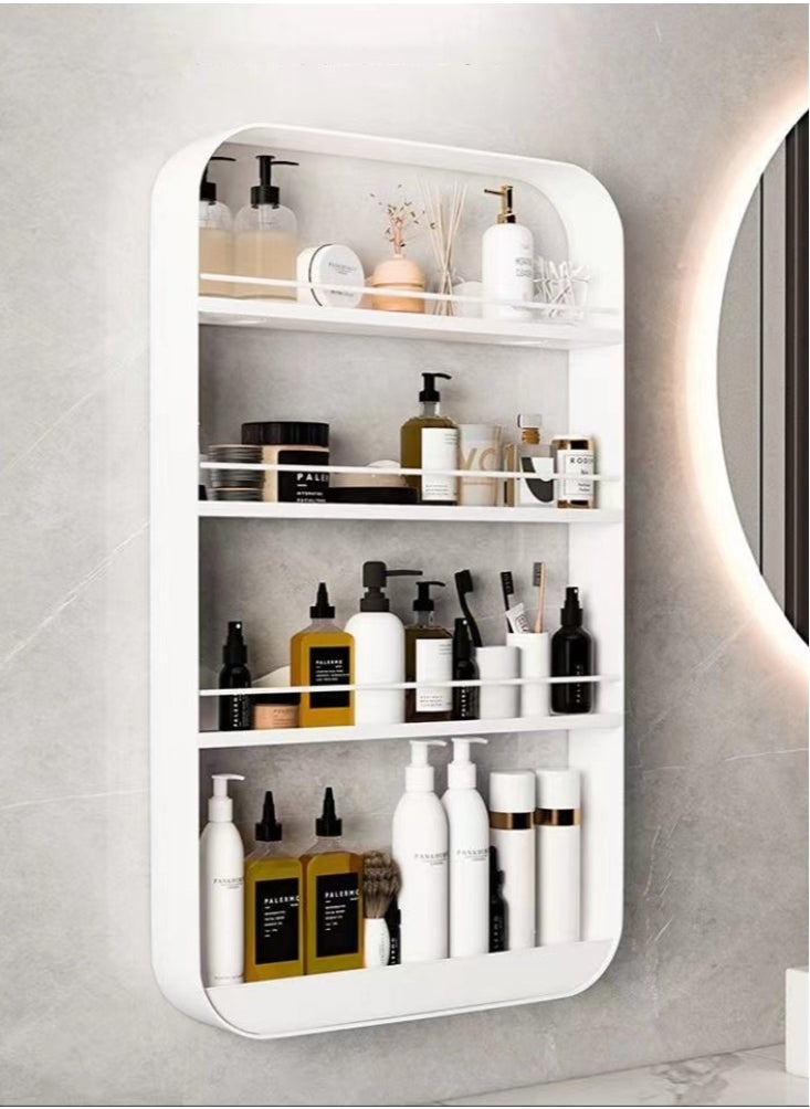 Kutis 1-Piece 4 Tiers Bathroom Rack Shower Shampoo Organizer Wall Mounted Storage Rack Carbon Steel White 50x70 cm  - Image 1