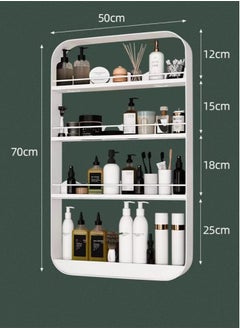 Kutis 1-Piece 4 Tiers Bathroom Rack Shower Shampoo Organizer Wall Mounted Storage Rack Carbon Steel White 50x70 cm  - Image 4