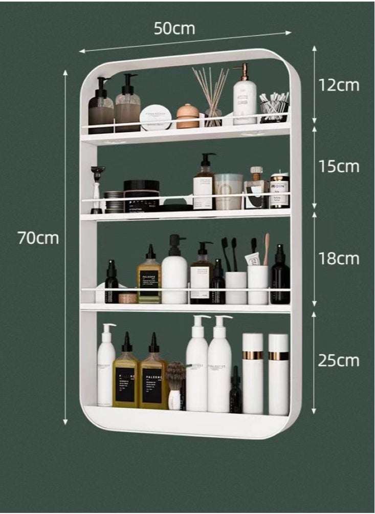 Kutis 1-Piece 4 Tiers Bathroom Rack Shower Shampoo Organizer Wall Mounted Storage Rack Carbon Steel White 50x70 cm  - Image 4