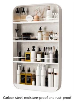 Kutis 1-Piece 4 Tiers Bathroom Rack Shower Shampoo Organizer Wall Mounted Storage Rack Carbon Steel White 50x70 cm  - Image 3