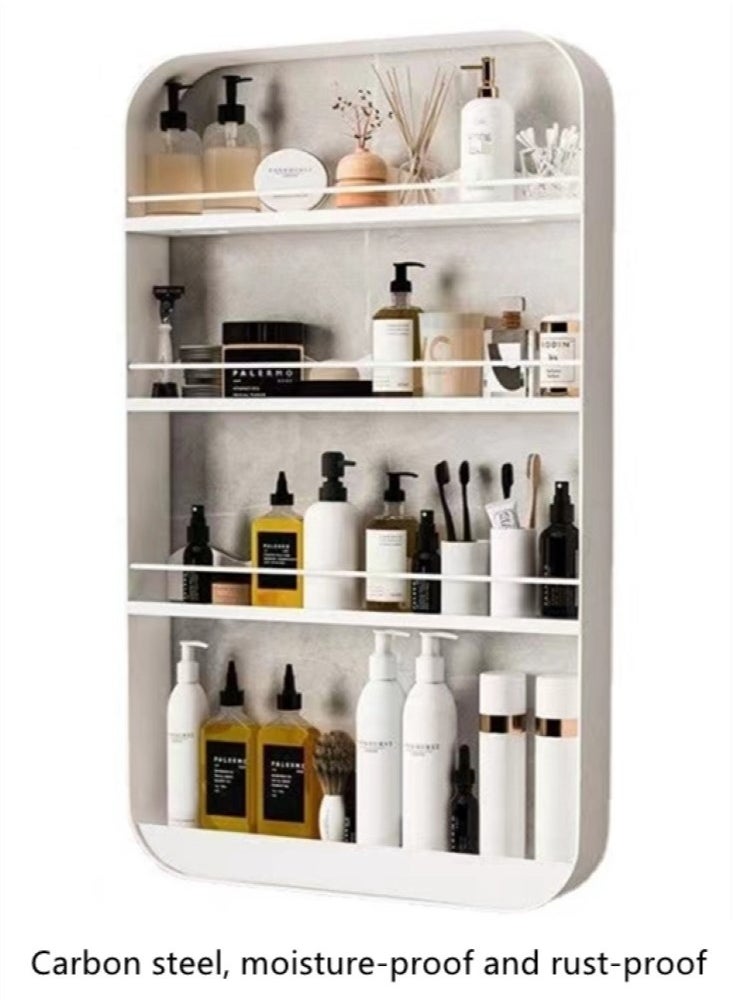 Kutis 1-Piece 4 Tiers Bathroom Rack Shower Shampoo Organizer Wall Mounted Storage Rack Carbon Steel White 50x70 cm  - Image 3