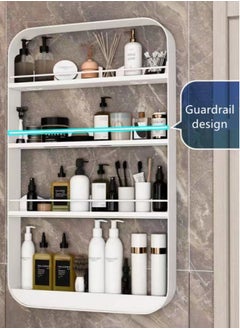Kutis 1-Piece 4 Tiers Bathroom Rack Shower Shampoo Organizer Wall Mounted Storage Rack Carbon Steel White 50x70 cm  - Image 2