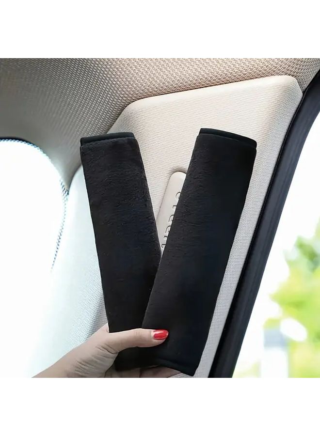 1pc Soft Car Seat Belt Shoulder Strap Cover Black Textured Material Universal Fit - Image 2