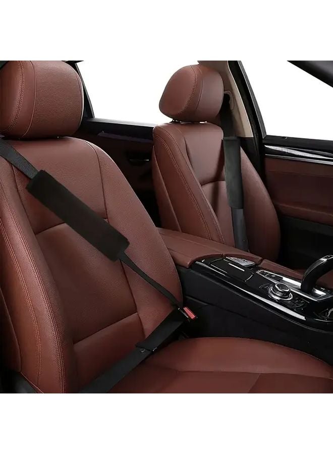 1pc Soft Car Seat Belt Shoulder Strap Cover Black Textured Material Universal Fit - Image 5