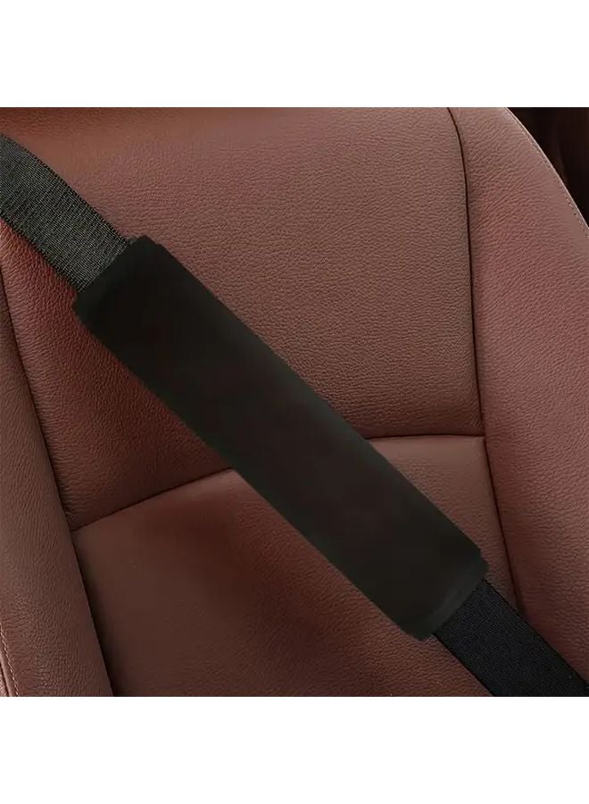 1pc Soft Car Seat Belt Shoulder Strap Cover Black Textured Material Universal Fit - Image 4