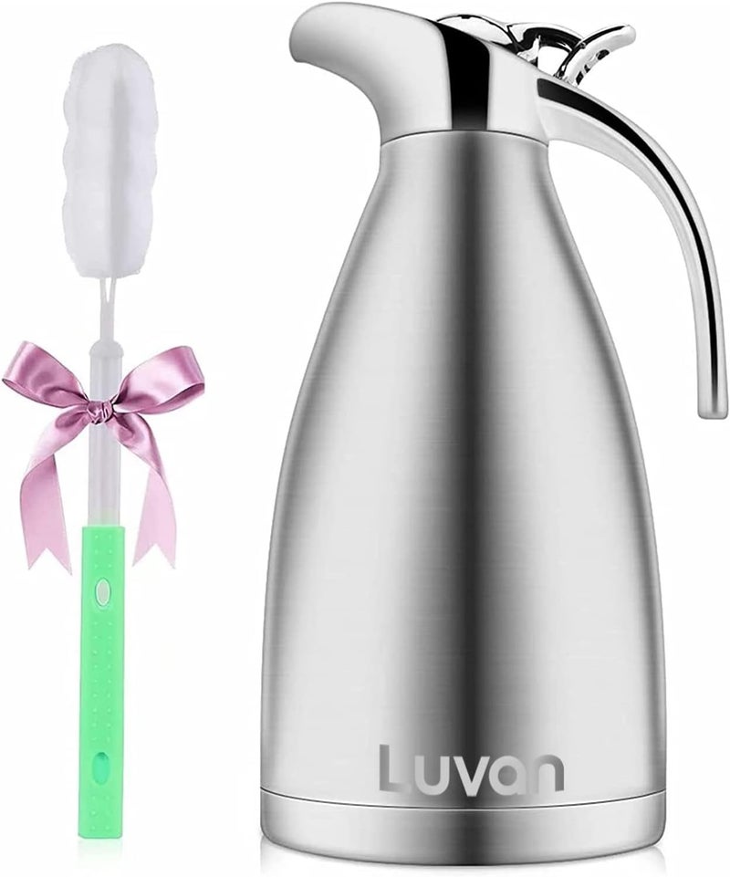 Luvan 2.0L 68oz Food-grade 304 Stainless Steel Thermal Carafe/Double Walled Vacuum Insulated Coffee Pot with Press Button Top,12+ Hrs Heat&Cold Retention,BPA Free,for Coffee,Tea,Beverage etc - Image 1