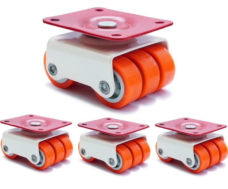 Hepiack 6Wheel Roller Castor Orange 50mm 360 Rotating with Bearings for Furniture Sofa Bed Table Cabinets 550kg Capacity Set of 4 - Image 1